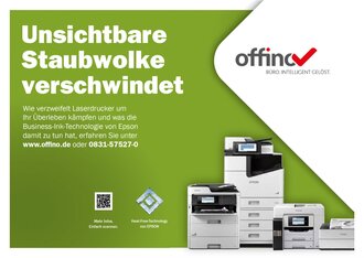 Motiv für eine Kampagne für die nachhaltige Business Ink Technology mit der Beschriftung "Unsichtbare Staubwolke verschwindet"